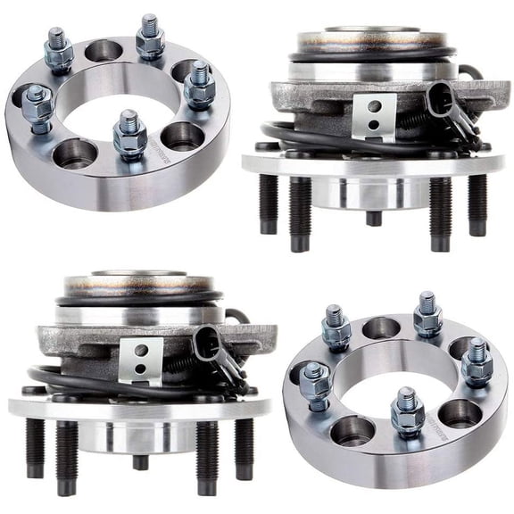 CCIYU 1.25" 5x4.75 wheel spacers+Front Wheel Hub Bearing for Chevy Blazer S10 for GMC Jimmy 4WD 4x4 AWD w/ABS 513124