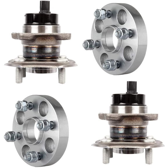 CCIYU 1" 4x100mm to 4x100mm Wheel SPACERS+Rear Wheel Hub Bearing Assembly 4 Lugs w/ABS for 2004 for Scion for Toyota Compatible with 512209
