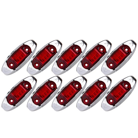CCIYU 10pcs 6 Diode LED Red Side Marker Light Waterproof Fish Shape Side Lamp Trailer Marker Light Kits Oval Clear Lens Clearance Indicator Lights