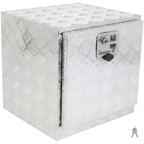 CCIYU 18 Inch Aluminum Truck Bed Toolboxes, Heavy Duty Truck Tool Box with Lock Keys, Storage Tool Box Chest Box Organizer for Pickup, RV, Truck Bed, Trailer, 18"x 17"x18", Silver
