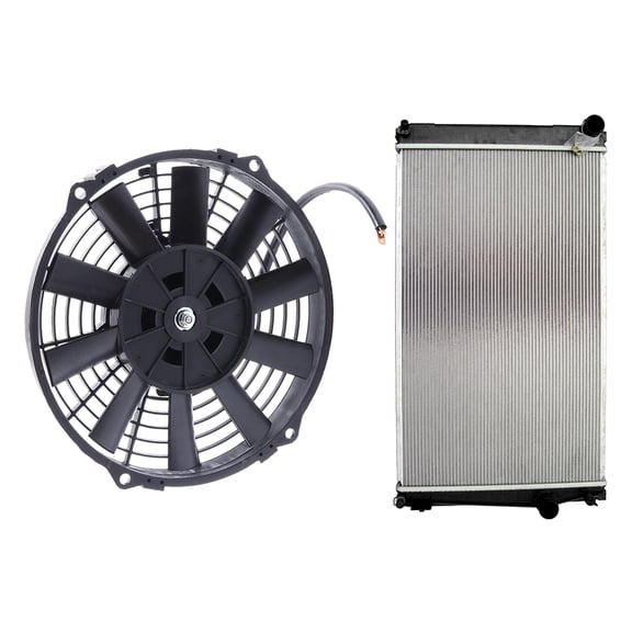 CCIYU 1Pc Radiator Cooling Fan and 1Pc Radiator Component Replacement Applicable for 2006-2012 for Toyota RAV4 2.4L 2.5L