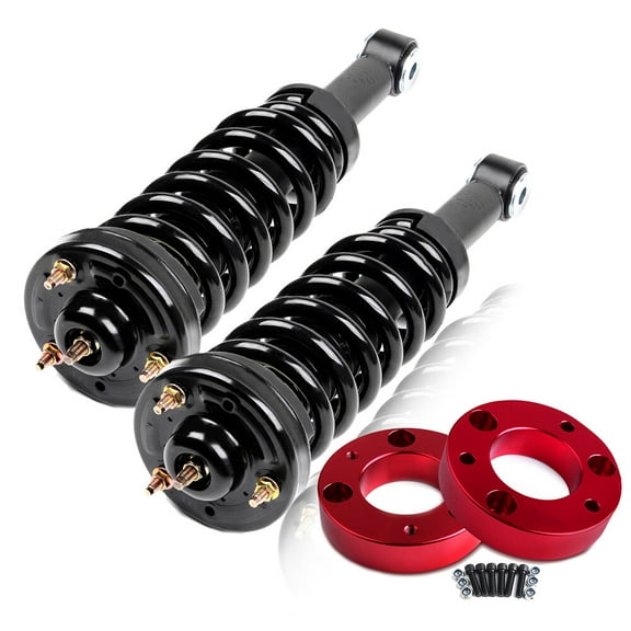 CCIYU 2 inch Red Front leveling kit + Complete Strut Front Pair Struts Spring Assembly Shock Absorber for 2009-2013 for Ford F-150 4x4 Models Only