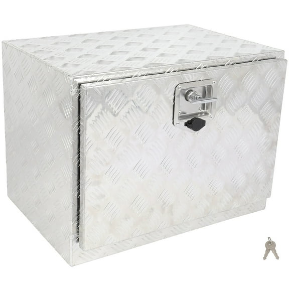 CCIYU 24 Inch Aluminum Truck Bed Toolboxes, Heavy Duty Truck Tool Box with Lock Keys, Storage Tool Box Chest Box Organizer for Pickup, RV, Truck Bed, Trailer, 24"x 17"x18", Silver