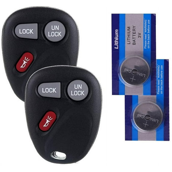 CCIYU 2PCS 3 Buttons Keyless Entry Remote Fob + 2PCS Lithium Battery Replacement for Chevy for Silverado for Blazer for S10 for Suburban for Tahoe/ for GMC Sierra Sonoma Yukon/ for Oldsmobile KOBUT1BT