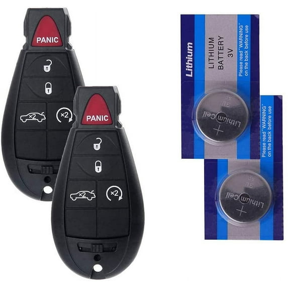 CCIYU 2PCS 5 Buttons Keyless Entry Remote Fob + 2PCS Lithium Battery Replacement for Chrysler 300 for Dodge for Challenger for Charger for Durango for Magnum/for Jeep for Grand Cherokee M3N5WY783X