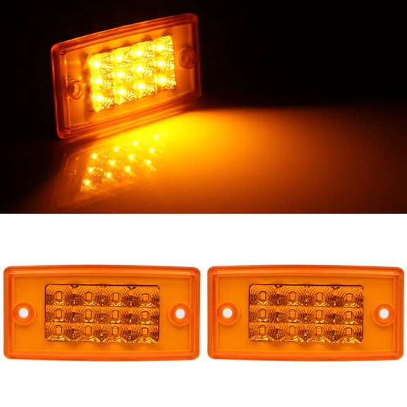CCIYU 2pcs Amber 12V 12LED Waterproof Side Fender Marker Turn Signal Indicator Light Clearance Lights Side Marker Assembly Compatible with Truck Bus Boat SUV ATV Trailer