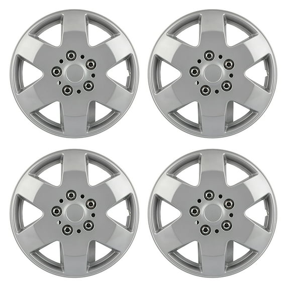 CCIYU 4pcs 15" Full Hub Cap Silver Rim HubCap Wheel Skin Cover Caps Covers Universal Replacement Snap On