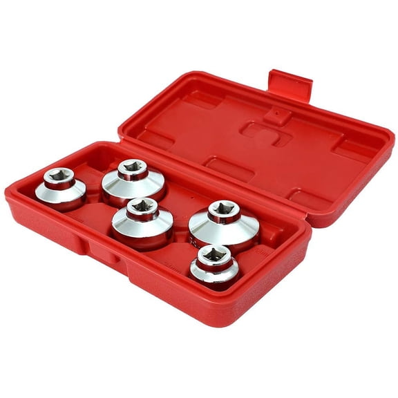 CCIYU 5-Piece Low Profile Oil Filter Socket Set 3/8 Inch, 24mm 27mm 32mm 36mm 38mm