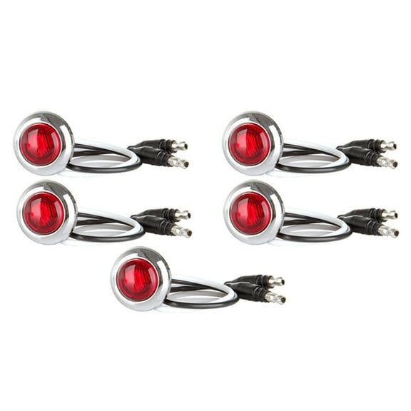 CCIYU 5pcs Electroplate Red 3/4 Inch LED Bullet Light Truck Trailer Clearance Lamp Boat SUV ATV Bike Trailer Marine Round Side Marker Light