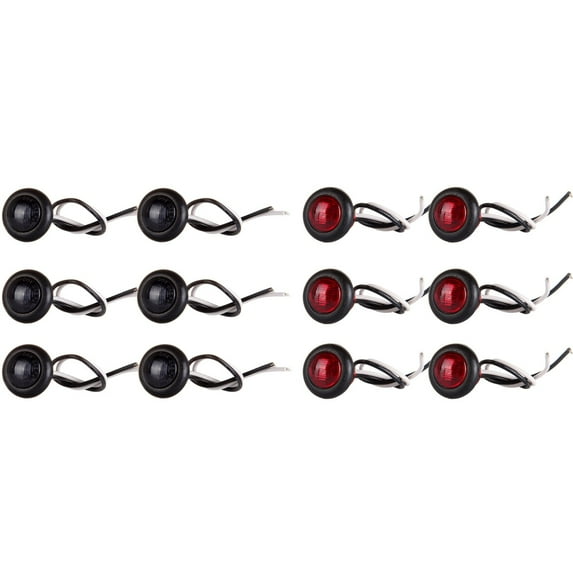 CCIYU 6 Pcs Red +6 Pcs Amber 3/4 Inch LED Bullet Light Truck Trailer Clearance Lamp Boat SUV ATV Bike Trailer Marine Round Side Marker Light