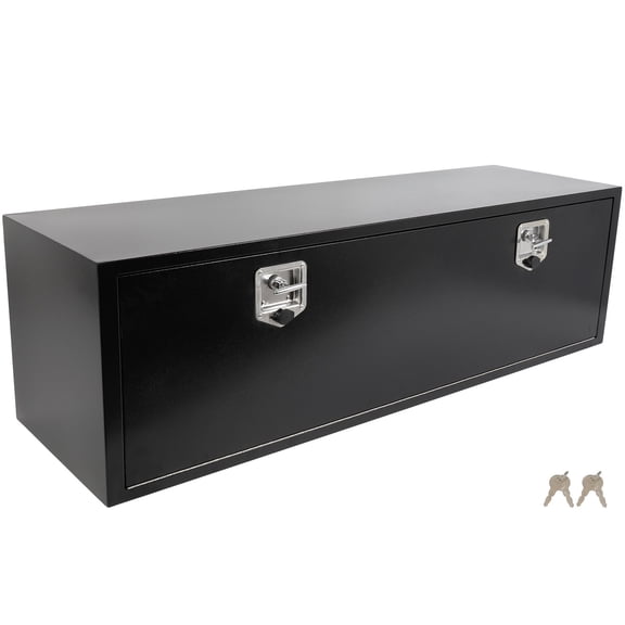 CCIYU 60 Inch Iron Truck Bed Toolboxes, Heavy Duty Truck Tool Box with Lock Keys, Storage Tool Box Chest Box Organizer for Pickup, RV, Truck Bed, Trailer, 48"x 18"x18", Black