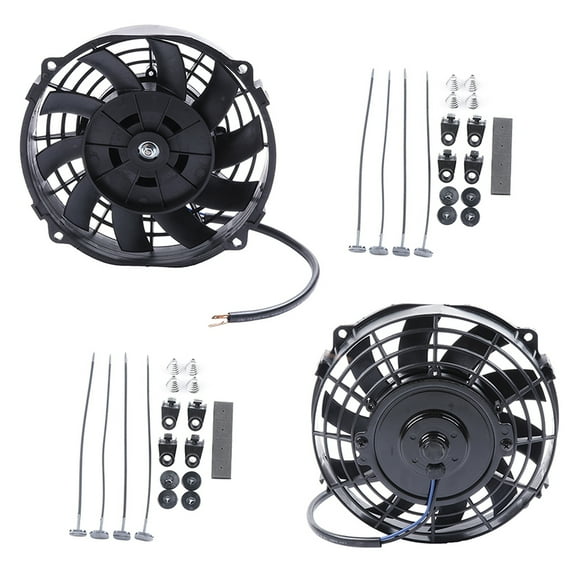 CCIYU 7 Inch Universal Slim Radiator Cooling Fan Push Pull Electric 12V Mount Kit Plastic Black