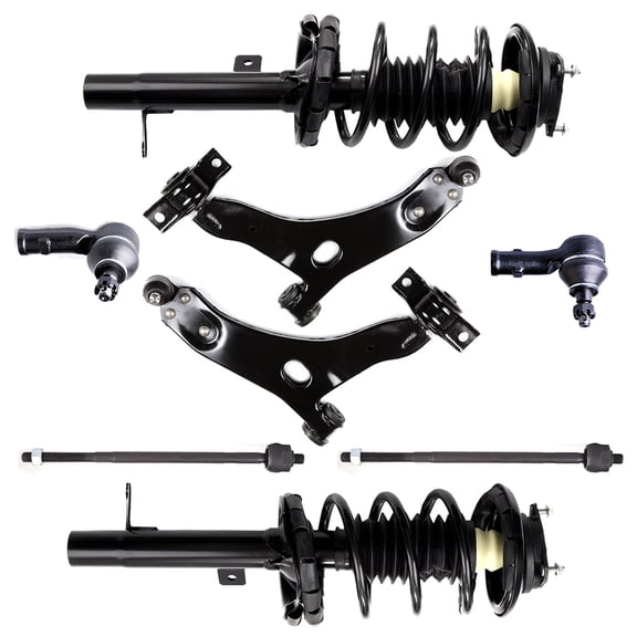 CCIYU 8 pcs Complete struts and shock Suspension Kit Fits 00-04 for Focus Includes Front Strut Spring Assembly Control Arm and Ball Joint Assembly Tie Rod End