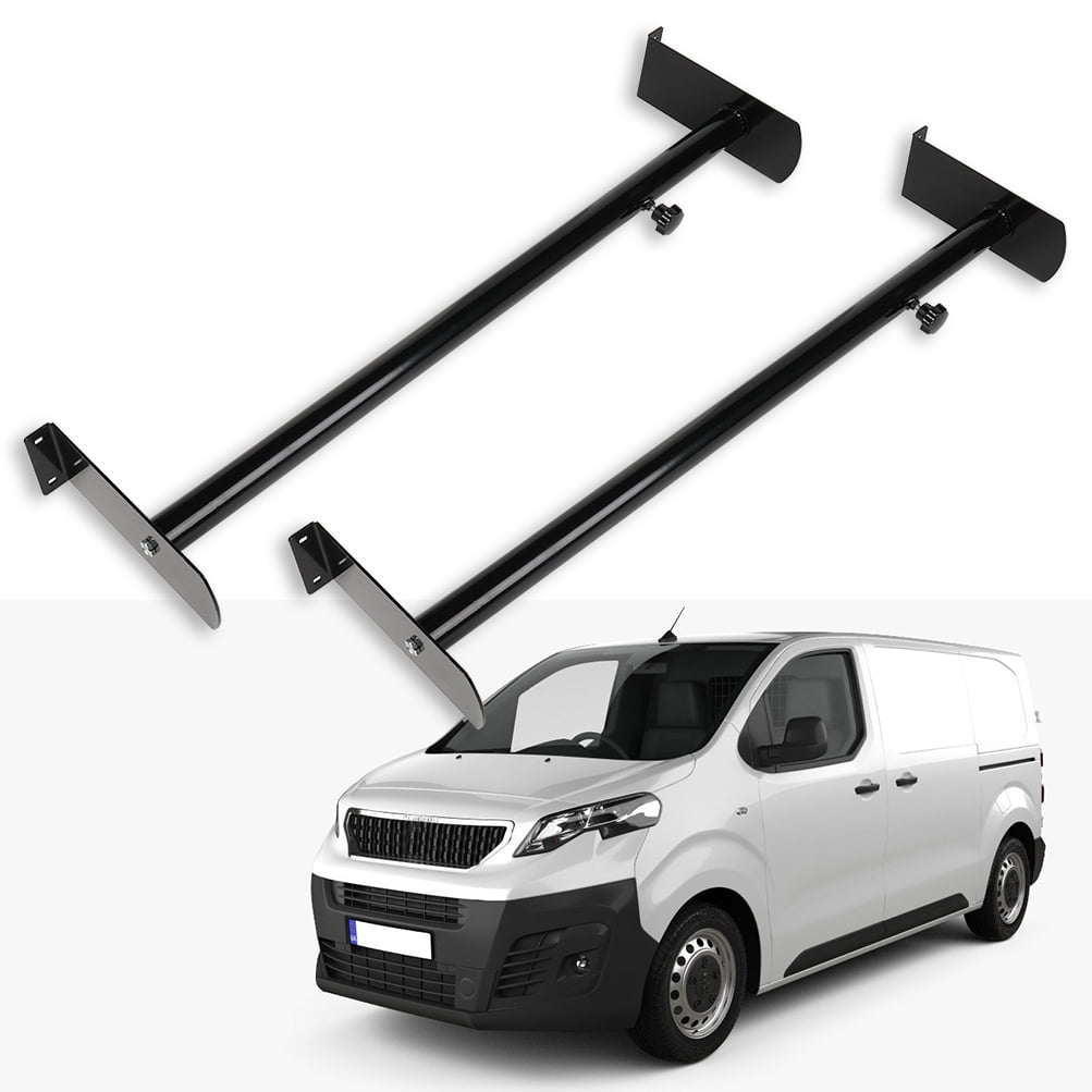 CCIYU Adjustable Roof Ladder Racks 35.5"-63" Van Ladder Rack for Ford for Chevy for GMC without Rain Gutters(Drilling Required)Black Powder Coated Steel Roof Mount Van Rack - 500 lb Capacity