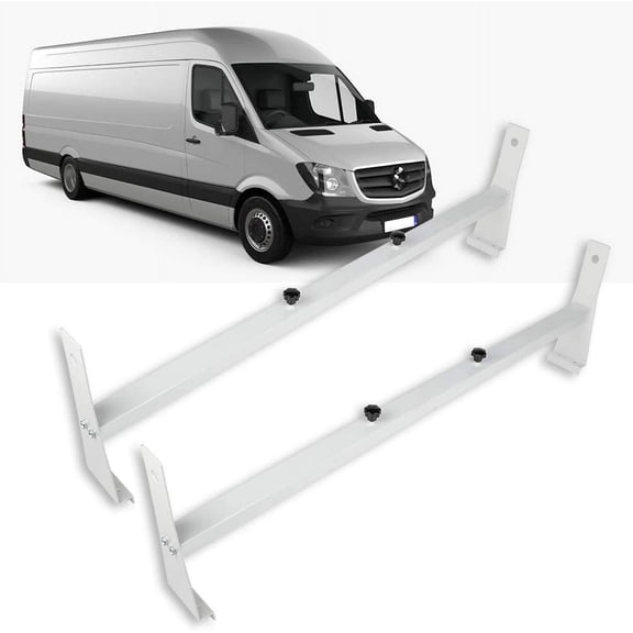 CCIYU Adjustable Roof Ladder Racks 55.2"-78.8" Van Ladder Rack for Chevy Express 2500 for Dodge for Ford E-250/350 for GMC Savana with Rain Gutters No Drilling Roof Mount Van Rack - 500 lb. Capacity