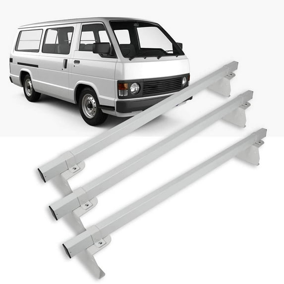 CCIYU Adjustable Roof Ladder Racks 60" Van Ladder Rack for Nissan NV200 2013-2018 without Rain Gutters(Drilling Required )White Powder Coated Steel Roof Mount Van Rack - 500 lb. Capacity