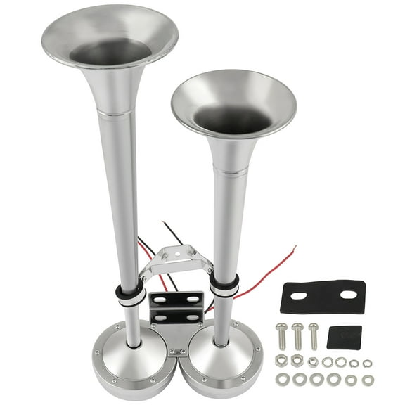 CCIYU Boat Stainless Steel air horn for Truck Car, Super Loud Dual Trumpet Horn Easy to Install for Replacement for Train Car Truck Boat RV Air Horn