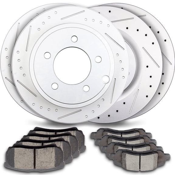CCIYU Brakes Kits with Brakes Pads and Rotors Front Rear for Chrysler 0/Sebring, for Dodge Avenger/Caliber, 07-17 for Jeep Compass/Patriot, 11-16 for Mitsubishi Lancer