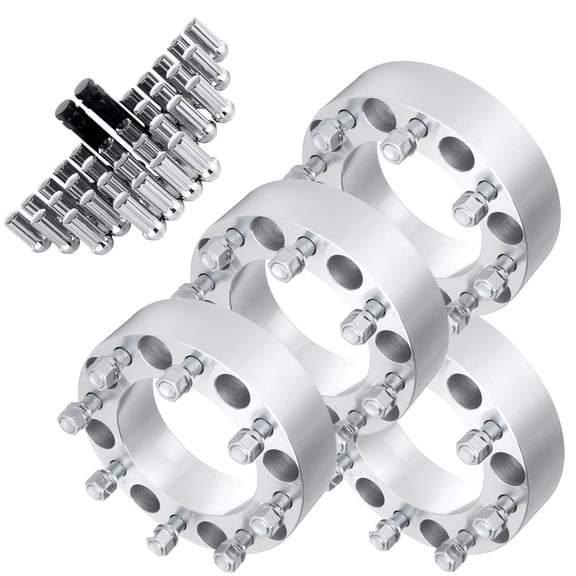 CCIYU CCIYU 4X 2" Wheel Spacers Adapters 8x170 to 8x170+ 32x 14X1.5 Thread Silver Chrome Open End Spline Lug Nuts compatible for Ford Excursion for Ford F250 for Ford F350