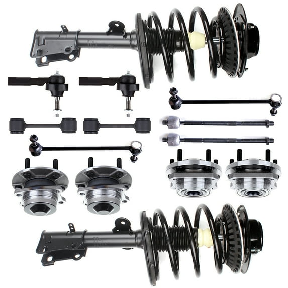 CCIYU Complete Suspension Kit Fits 01 02 03 04 Voyager, 01 02 03 04 for Dodge Caravan Includes Strut Spring Assembly, Front Rear Wheel Hub Bearing Assembly, Stabilizer Bar Link, Tie Rod End