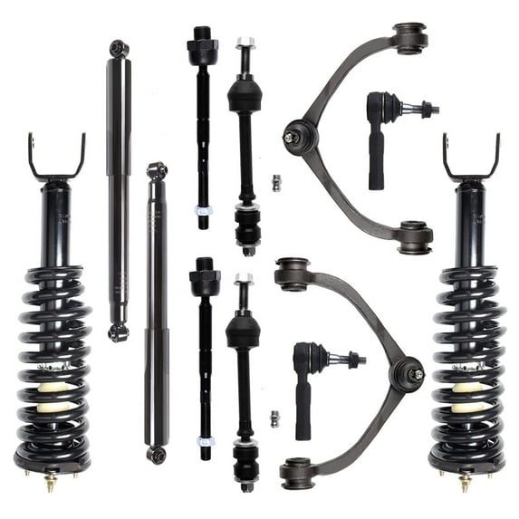 CCIYU Complete Suspension Kit Fits 05 06 07 08 09 for Dodge Dakota Includes Strut Spring Assembly, Rear Shock Absorber, Control Arm and Ball Joint Assembly, Stabilizer Bar Link, Tie Rod End