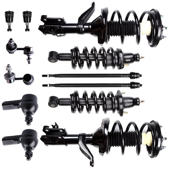 CCIYU Complete Suspension Kit Fits 2002 2003 2004 2005 2006 for Honda CR-V Includes Front and Rear pair Strut Spring Assembly Tie Rod End Ball Joint Stabilizer Bar Link