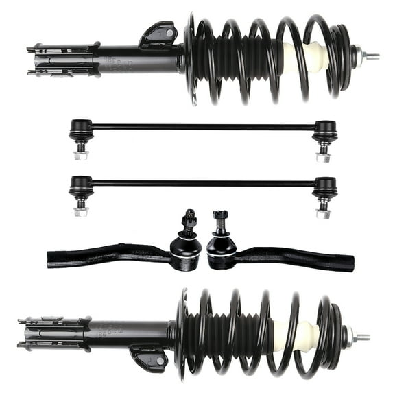 CCIYU Complete Suspension Kit Fits 2012 2013 2014 2015 for Toyota Prius C Includes Front Strut Spring Assembly Stabilizer Bar Link Tie Rod End