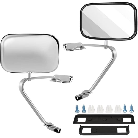 CCIYU Driver Right Side View Mirror Non-Heated Chrome Fits for 1980-1996 For Ford Bronco 1980-1984 For Ford F100 1980-1996 For Ford For F150 1980-1997 For F250 For F350 For F450 1983-1992 Range
