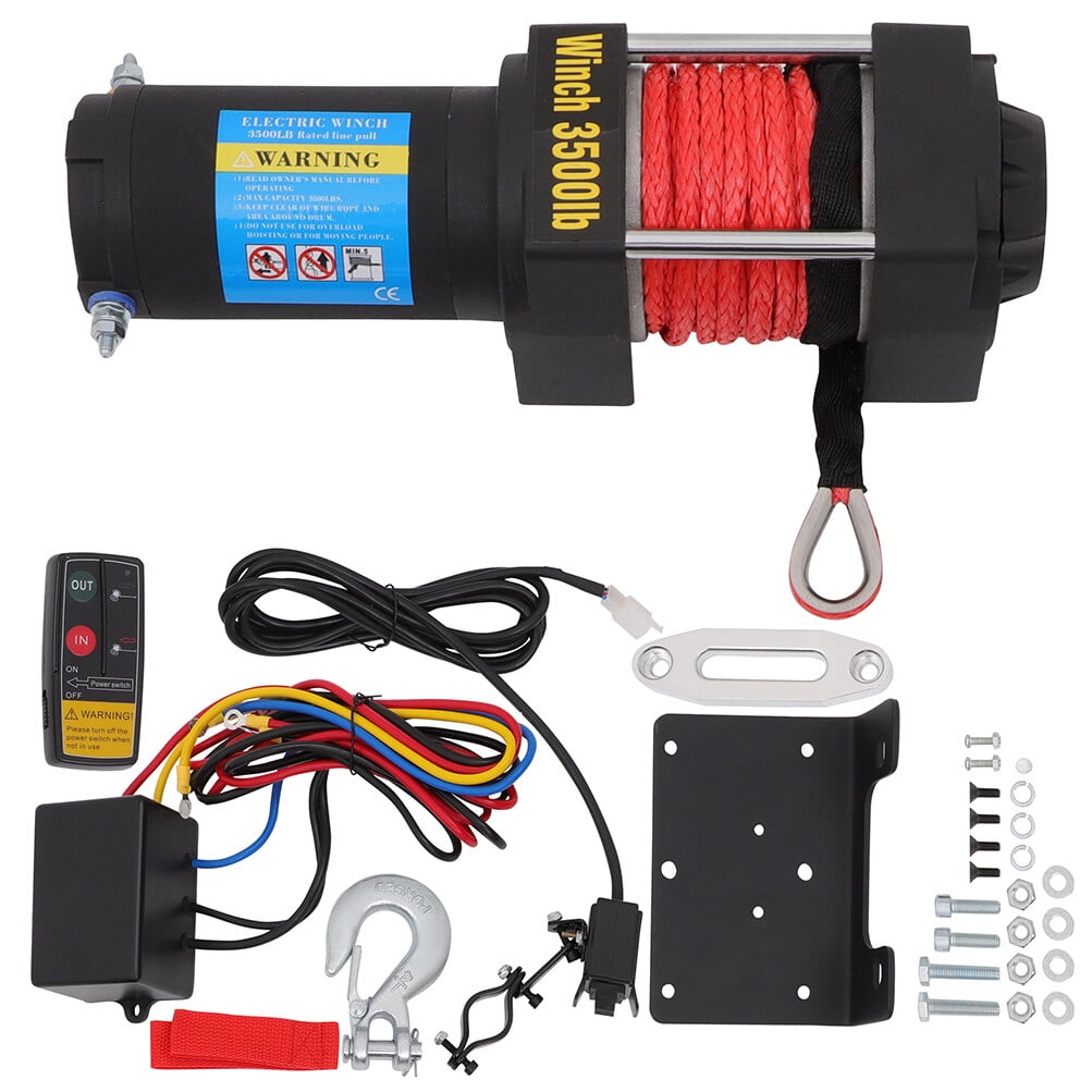 CCIYU Durable Electric Recovery Winch Towing 3500LBS Truck Trailer SUV Synthetic Rope Off Road