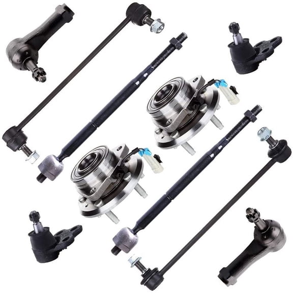 CCIYU Front Lower Ball Joint Outer Tie Rod End Sway Bar End Link - Driver Passenger Side Inner Tie Rod End Wheel Hub Bearing for 2007 for Chevrolet Equinox for Pontiac Torrent 10pcs Suspension Kit