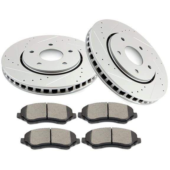 CCIYU Front Premium Brake Rotors + Ceramic Brake Pads fit for 08-16 for Chrysler Town & Country, 08-16 for Dodge Grand Caravan, 09-13 for Dodge Journey, 12-15 for Ram C/V, 09-14 for VW Routan