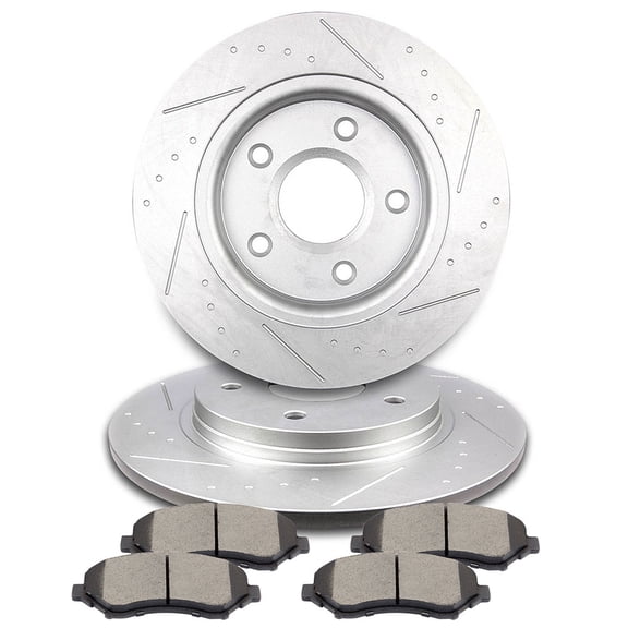 CCIYU Front Premium Brake Rotors + Ceramic Brake Pads fit for Chrysler Town & Country , for Dodge Grand Caravan/Journey/Journey FWD, for Ram C/V, C/V FWD, for VW Routan/Routan FWD