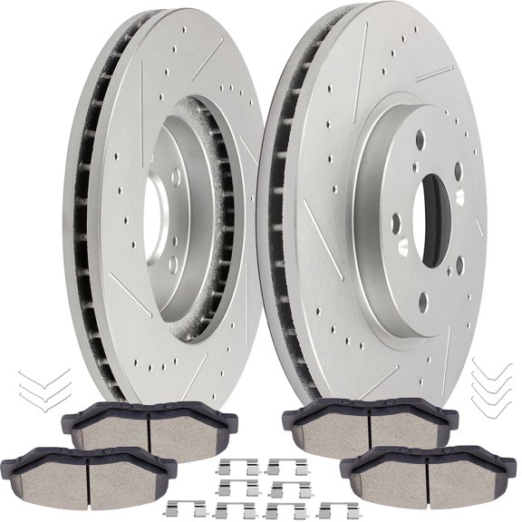 CCIYU Front Premium Brake Rotors + Ceramic Brake Pads with clip fit for 2003-2008 for Honda Pilot