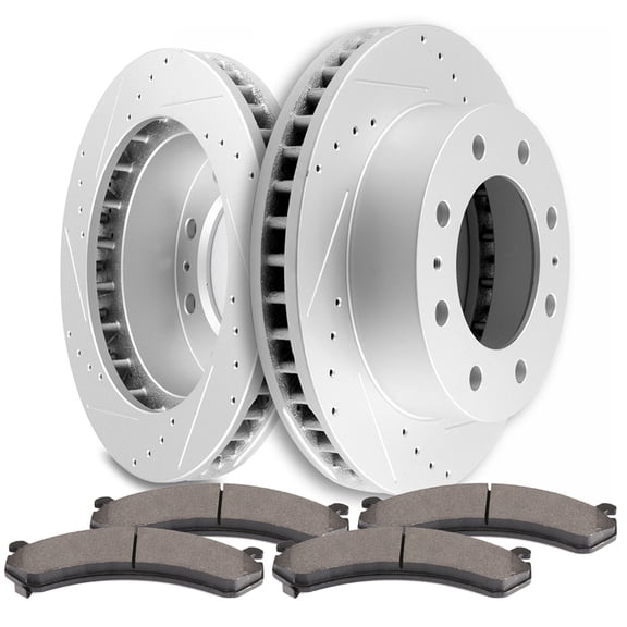 CCIYU Front Premium Brake Rotors + Ceramic Brake Pads fit for Chevy Avalanche 2500/Express 4500/Silverado 3500 Classic, for GMC Savana 4500/Sierra 2500 HD/Sierra 3500 Classic