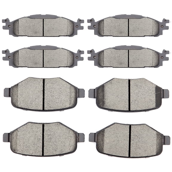 CCIYU Front Rear Ceramic Brake Pads Kits 8pcs fit for 2011-2019 for Ford Explorer, 2009-2017 for Ford Flex, 2011-2018 for Ford Taurus, 2011-2012 for Lincoln MKS, 2011-2019 for Lincoln MKT