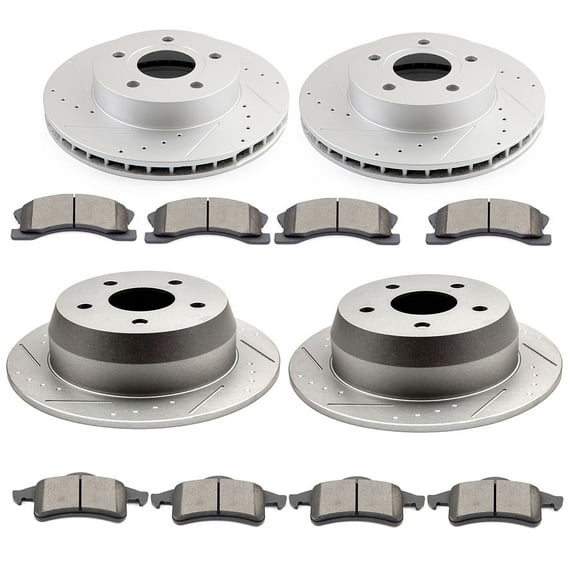 CCIYU Front Rear Drilled Slotted Brake Rotors + Ceramic Pads fit for 1999-2004 for Jeep Grand Cherokee