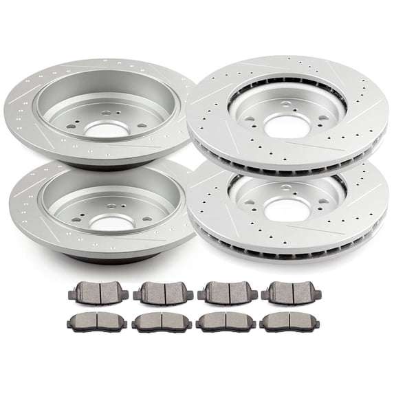 CCIYU Front Rear Drilled Slotted Brake Rotors + Ceramic Pads fit for 2005-2010 for Honda Odyssey