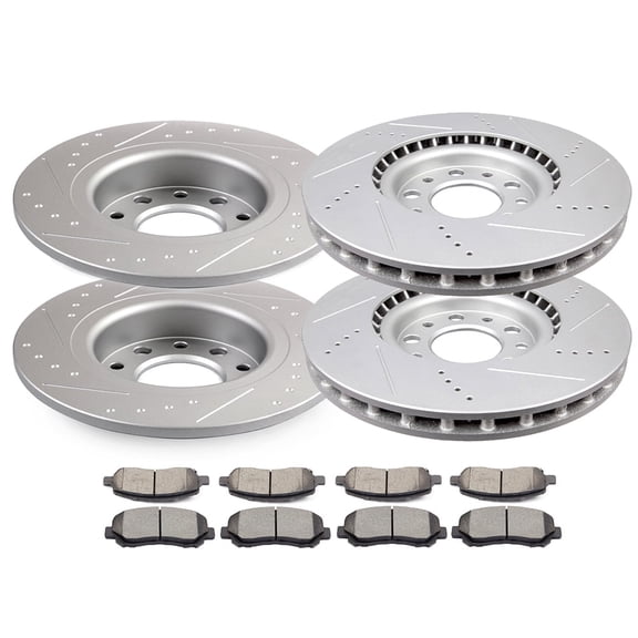 CCIYU Front Rear Drilled Slotted Brake Rotors + Ceramic Pads fit for 2013-2016 for Dodge Dart