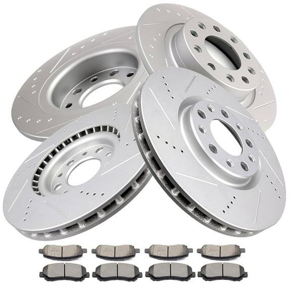 CCIYU Front Rear Drilled Slotted Brake Rotors Ceramic Pads fit for 2013-2016 for Dodge Dart