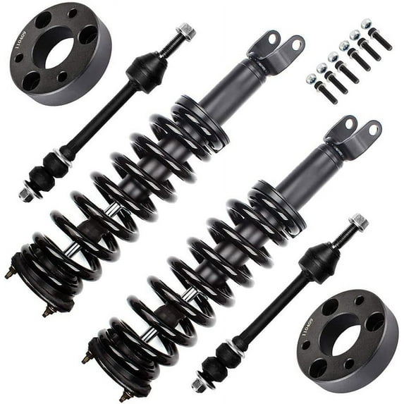CCIYU Front Sway Bar End Link 171111 F Strut Spring Assembly Front Shock Absorber 2 front leveling lift kit for RAM 1500 fit for 2006-2008 for Dodge Ram 1500 6pcs Suspension Kit