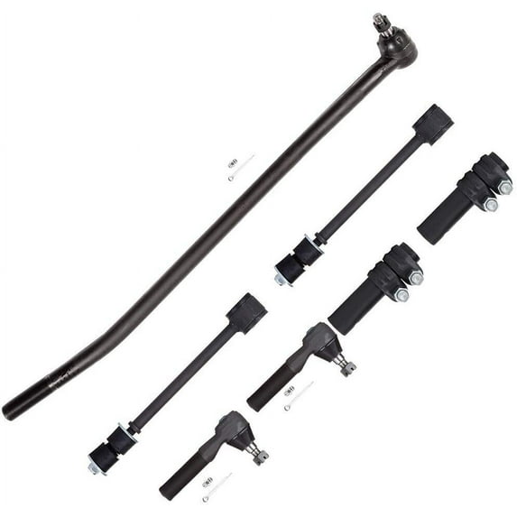 CCIYU Front Sway Bar End Link Tie Rod Adjusting Sleeve Inner Tie Rod End Small Connecting Tie Rod w/Pitman Arm Fit For 1992-1997 For Ford For F-350 6pcs Suspension Kit