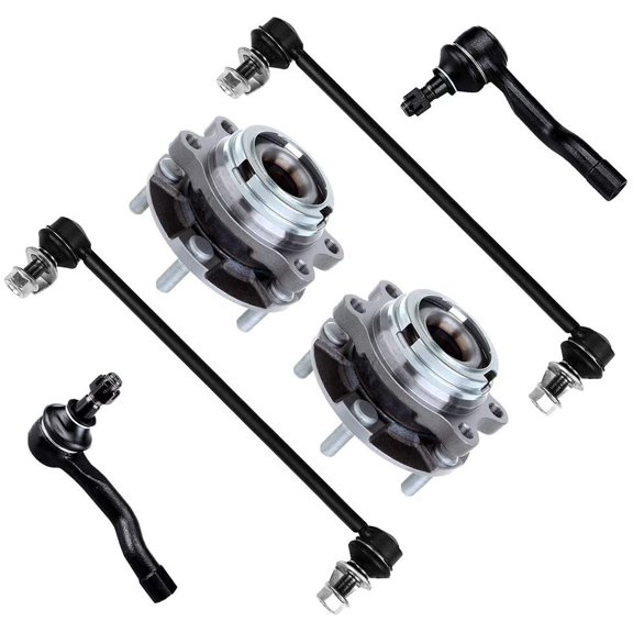 CCIYU Front Tie Rod End And Wheel Hub Bearing fit for 2003-2008 for Infiniti FX35 2003-2008 for Infiniti FX45 6pcs Suspension Kit