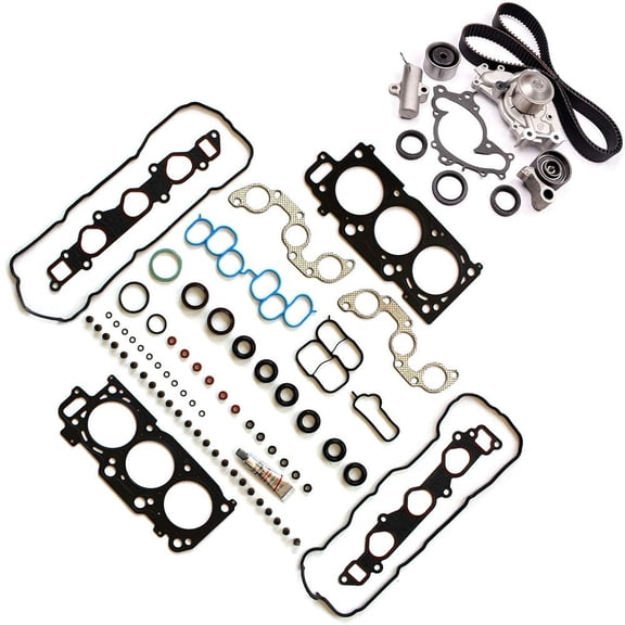 CCIYU Head Gasket Kit Timing Belt Water Pump with Gasket Tensioner Bearing Fits 2004 2005 2006 2007 2008 2009 2010 Toyota Highlander 3.3L 3300CC V6 GAS DOHC