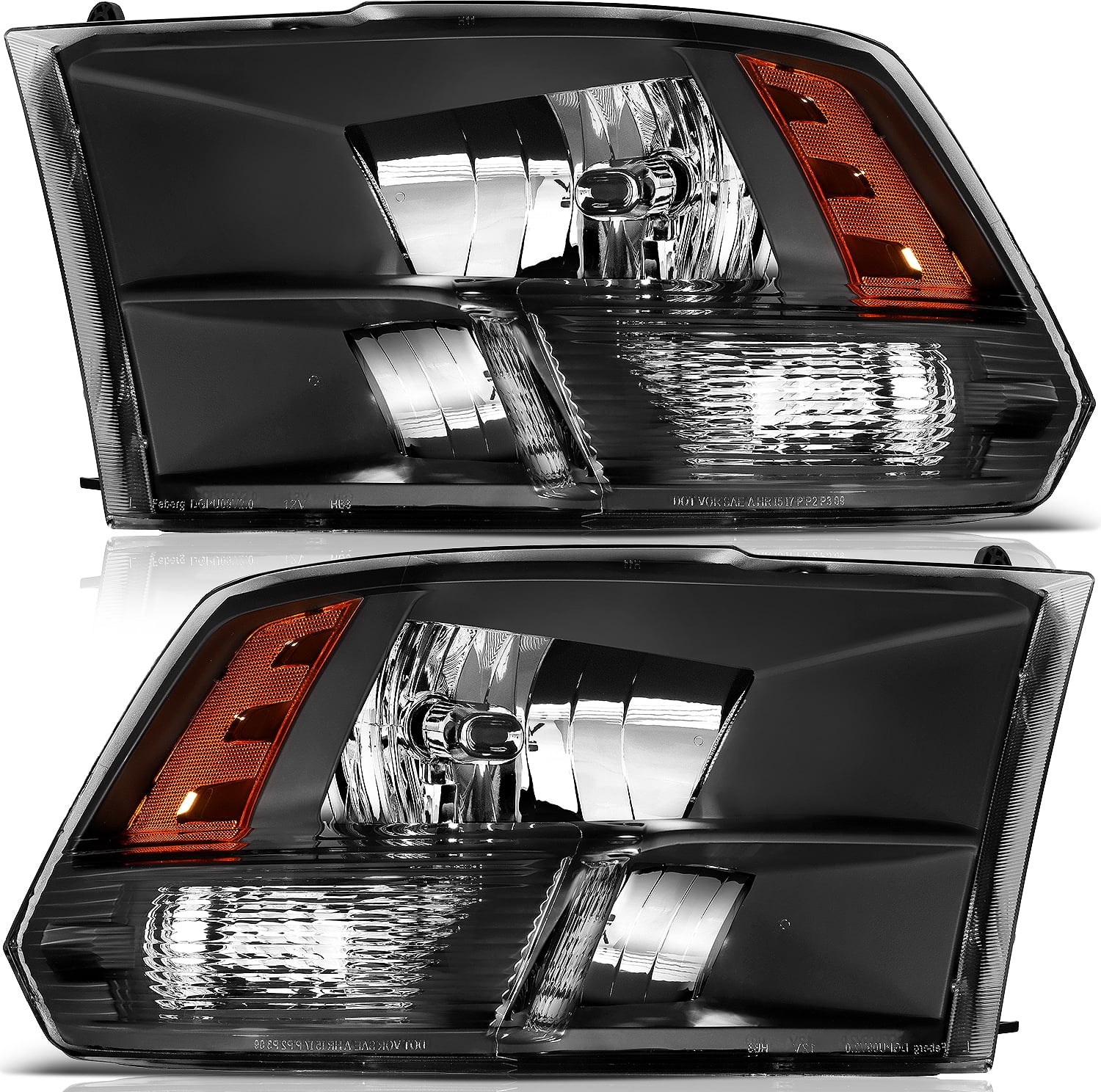 CCIYU Headlight Assembly 55277409AG 68096438AG Black Housing Amber 