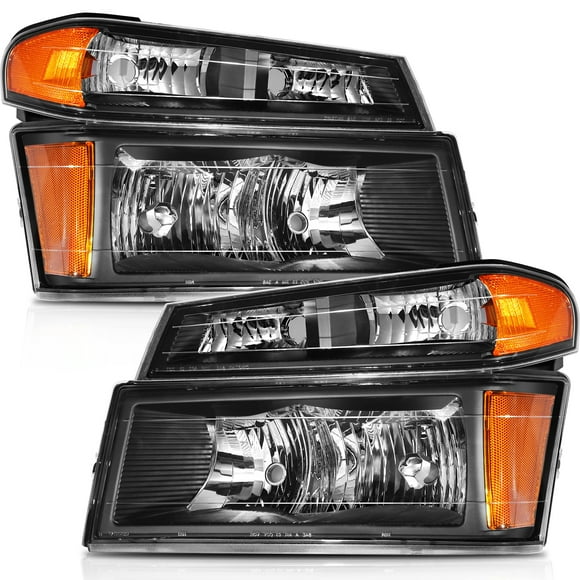 CCIYU Headlights Assembly 15228012 15228011 Black Housing Amber Reflector Clear Lens Headlamps For Chevrolet Colorado 2004-2012 For GMC Canyon 2004-2012 For Isuzu i-280 2006 For Isuzu i-290 2007-2008