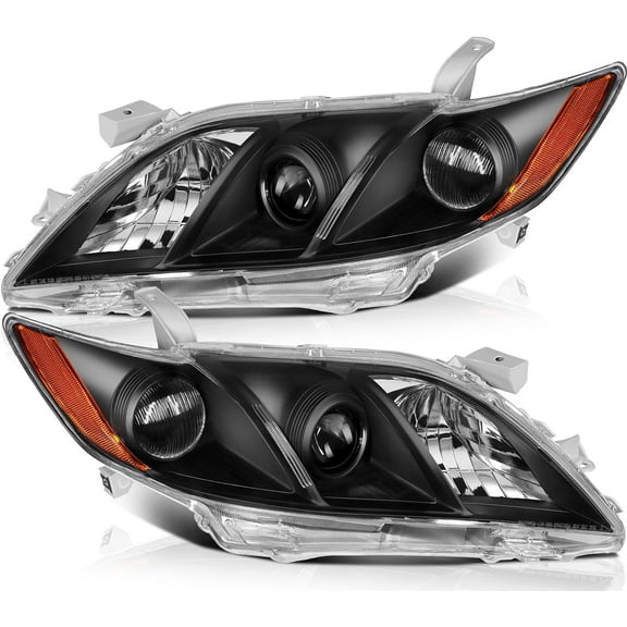 CCIYU Headlights Assembly 8113033652 8113033662 Black Housing Amber Reflector Clear Lens Headlamps For Toyota Camry 2007-2009