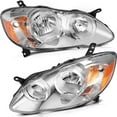 thumbnail image 1 of CCIYU Headlights Assembly Fit For Toyota Corolla 2003-2008 With Protective Coating Chrome Housing Amber Reflector Clear Lens, 1 of 5