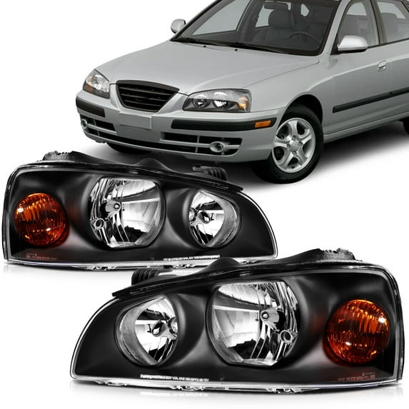 CCIYU Headlights Assembly HY2503130 HY2502130 Black Housing Amber Reflector Clear Lens Headlamps For Hyundai Elantra 2004-2006