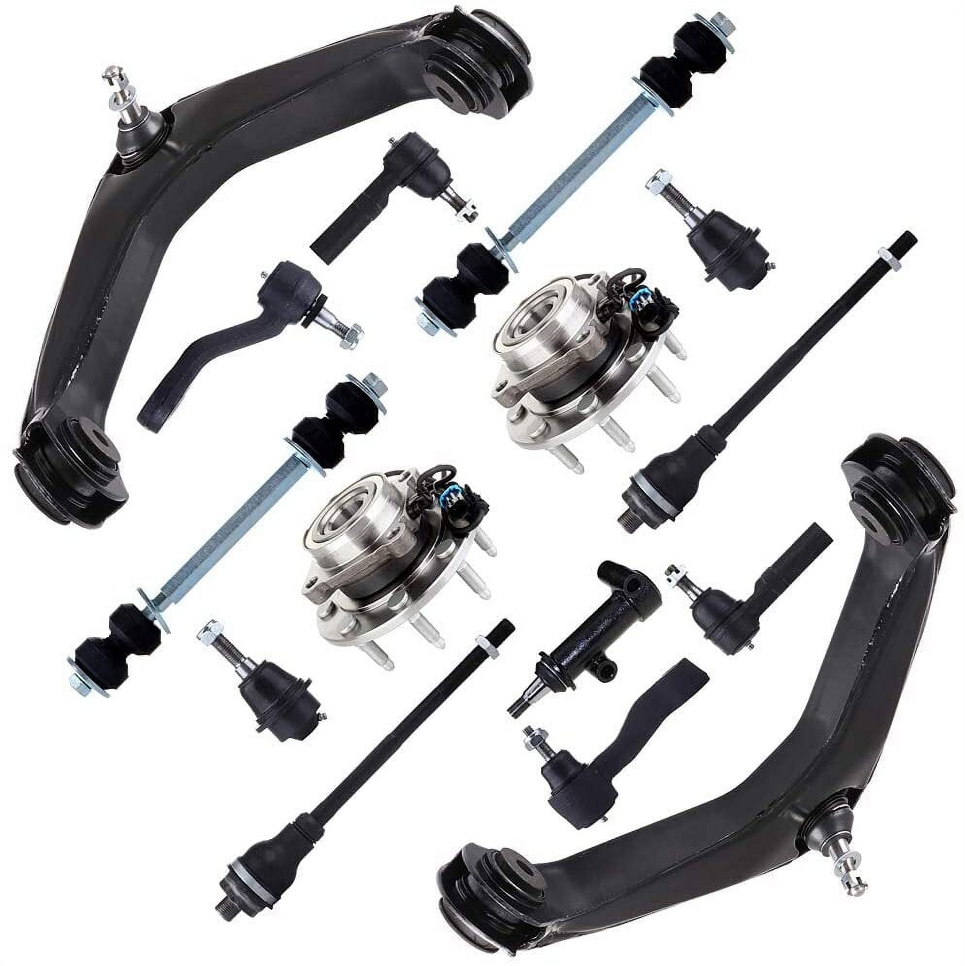 CCIYU Inner Tie Rod End Sway Bar End Link Front Upper Control Arm Ball Joint Pitman Arm Wheel Hub Bearing fit for 02-06 for Chevy Avalanche 2500 2007 for GMC Sierra 3500 Classic 15pcs Suspension Kit
