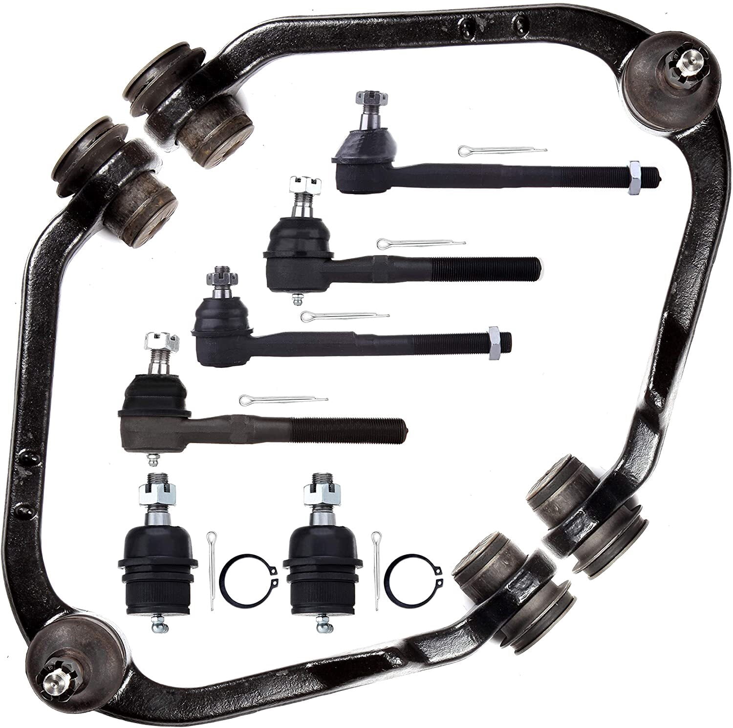 CCIYU Inner Tie Rods Lower Ball Joints Outer Tie Rods Upper Control Arms Compatible Fit For 1997-02 For Ford Expedition 1997-03 For Ford For F-150 2004 For Ford For F-150 Heritage 8pcs Suspension Kit